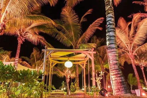 Mauritius Beach club garden at night