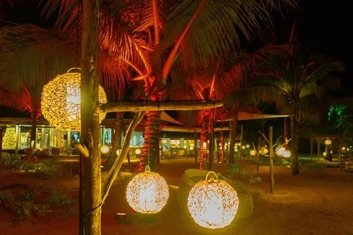 Illuminated Outdoor round lanterns hanging