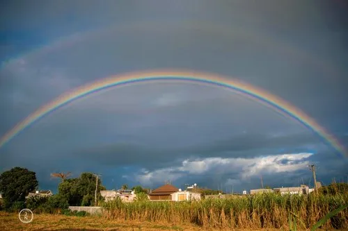 Rare Double Rainbow in Sky