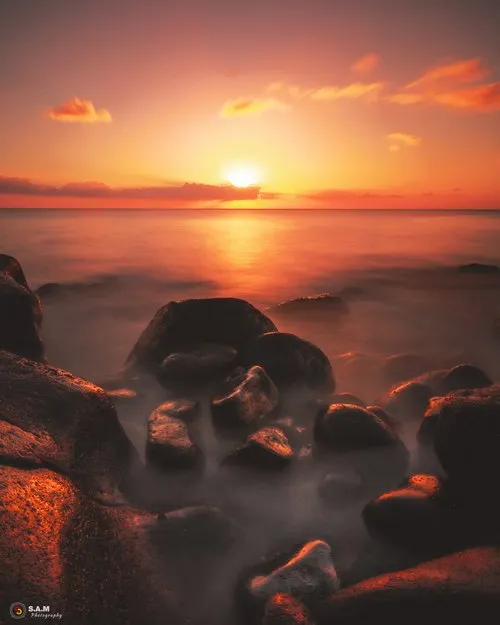 Rocky Sea sunset long exposure
