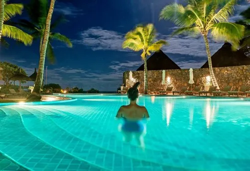 Woman alone in Constance Pool at night