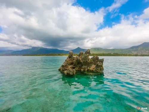 Crystal rock in lagoon
