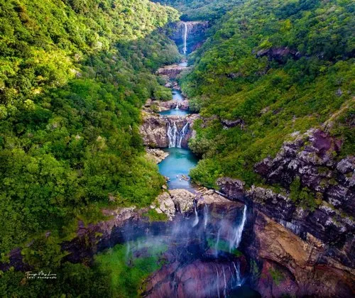 Sept Cascade Mauritius Aerial view