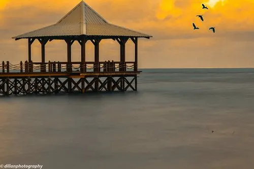 Jetty at Mahebourg waterfront at Sunrise