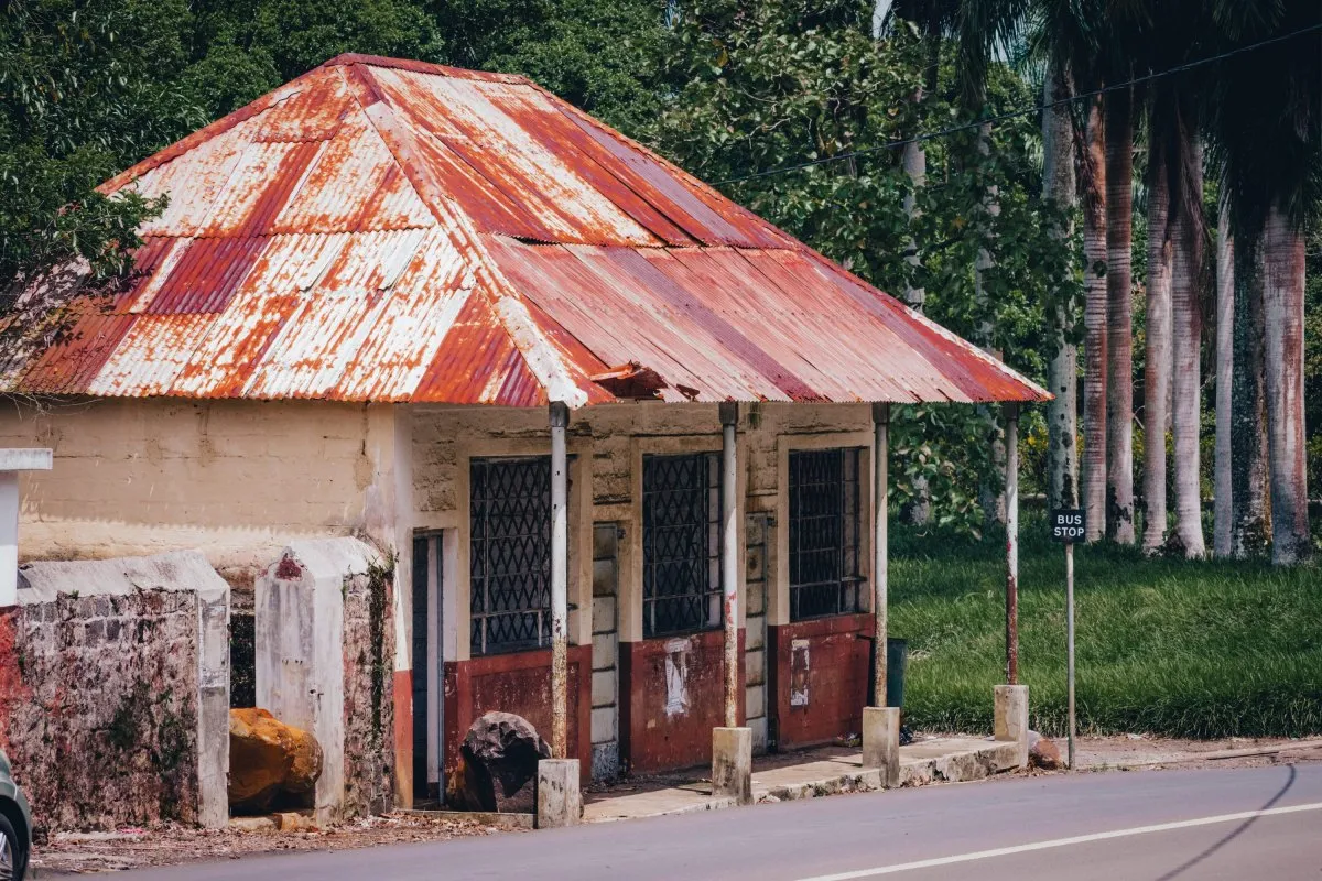 Old abandoned tailor store near the road in Riche En Eau village, Mauritius
