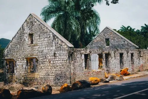 Old building without roof at riche en eau