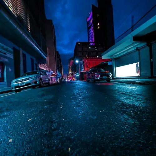 Low angle Street photography of cars