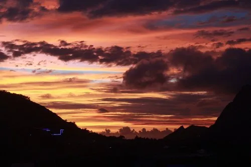 Silhouette of Candos hill at sunset