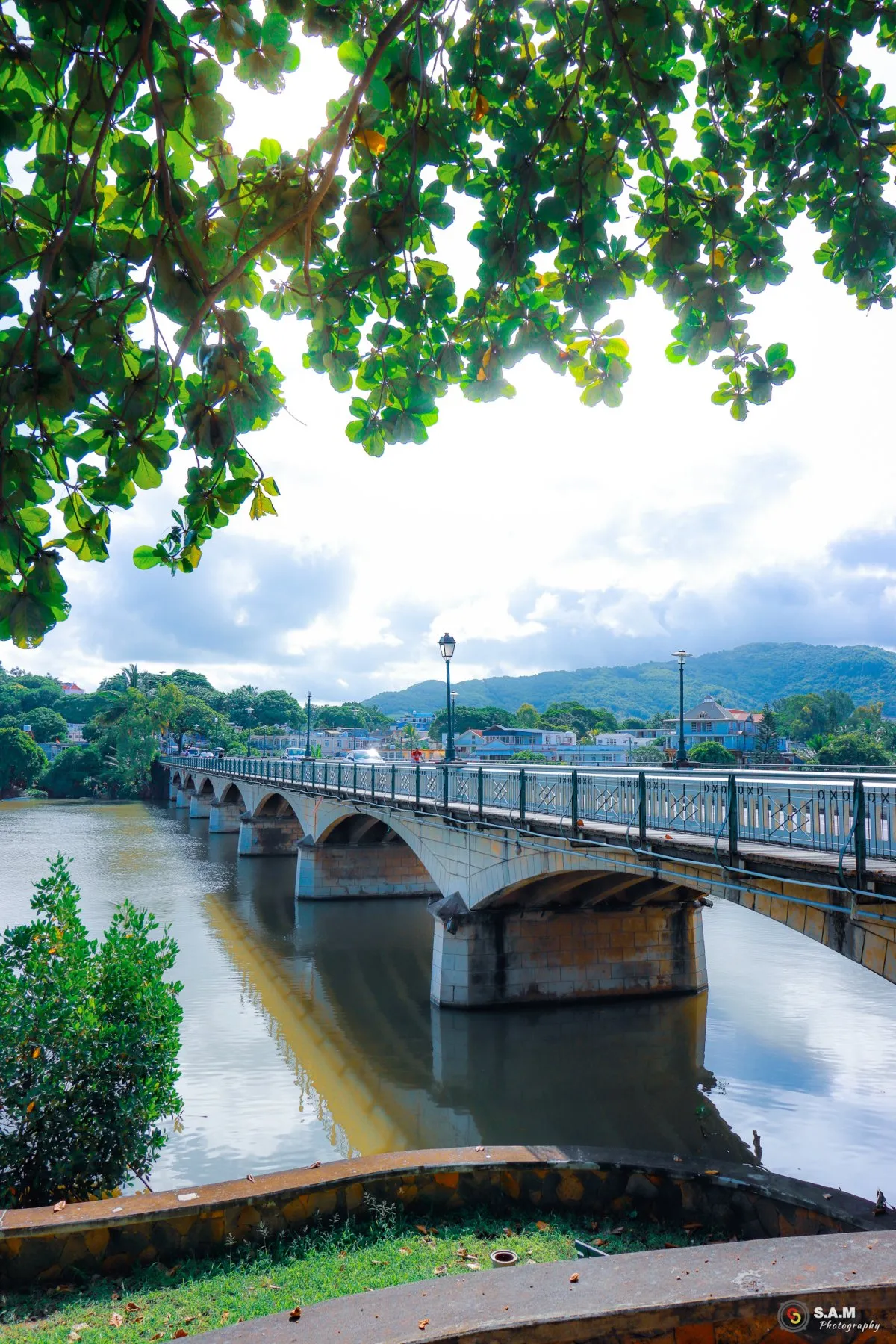 La Chaux River passing under Cavendish Bridge at Ville Noire in Mahebourg, Mauritius