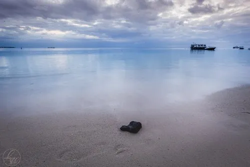 Long exposure aqua waters at Mon Choisy beach