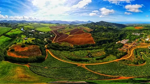 Mauritius landscape aerial view