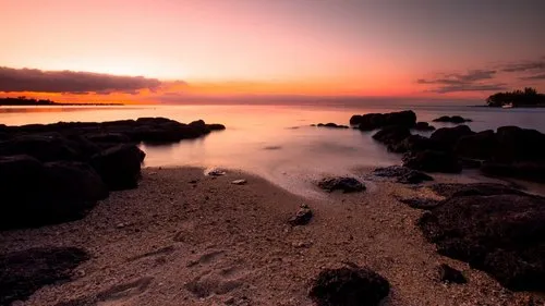 Brilliant colorful sunset in Pereybere Mauritius