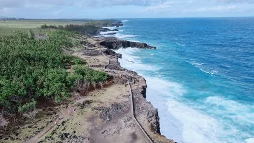 Mauritius south-east coast cliffs aerial view